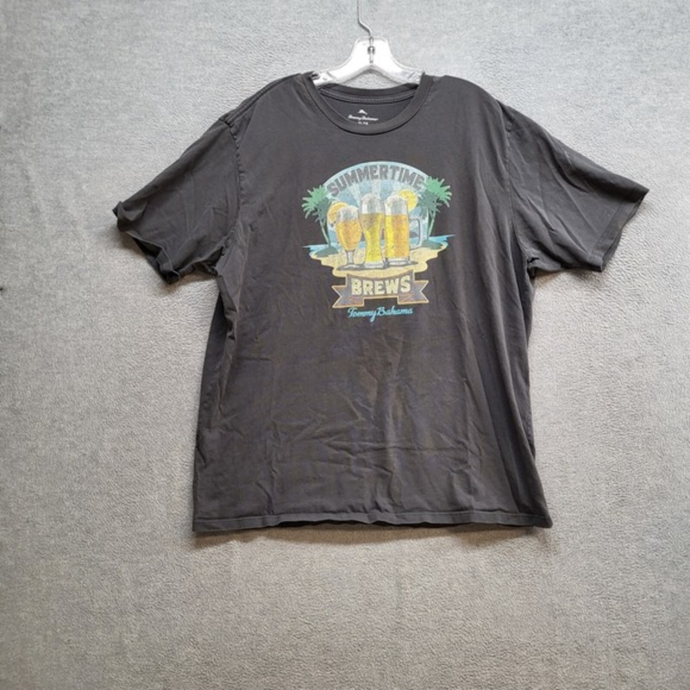 Tommy Bahama Men Shirt XL Black Faded Summertime Brews Logo Tee READ